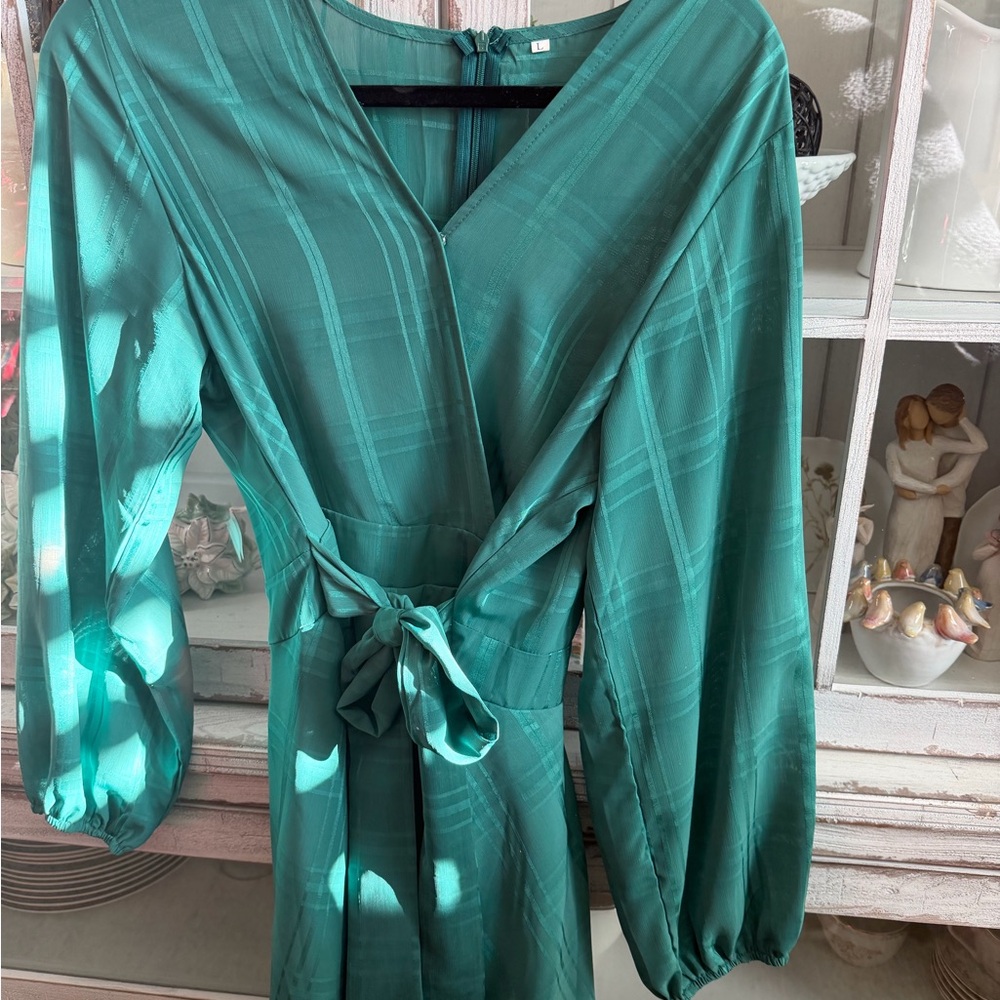 Elegant Teal Wrap Dress